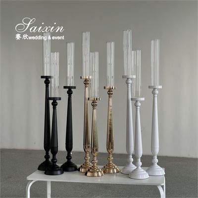 Factory Custom Different Colors Glass Jars Tall Metal Candlesticks For Wedding Centerpieces