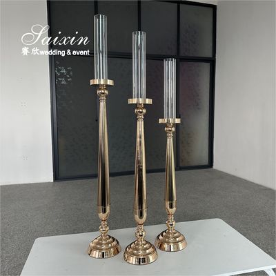 Factory Custom Different Colors Glass Jars Tall Metal Candlesticks For Wedding Centerpieces
