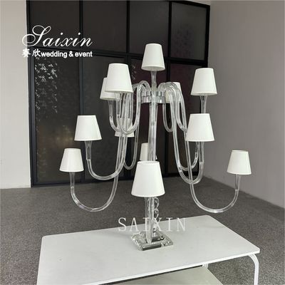 Crystal Candelarba With Shade Candle Holder For Centerpieces