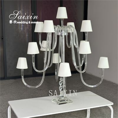 Crystal Candelarba With Shade Candle Holder For Centerpieces