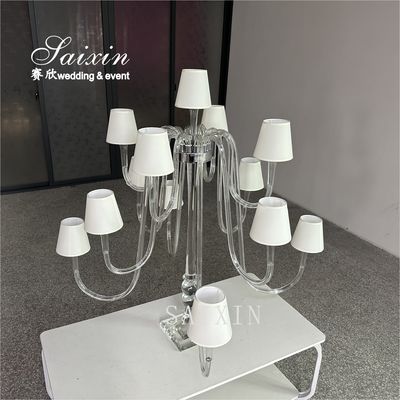 Crystal Candelarba With Shade Candle Holder For Centerpieces