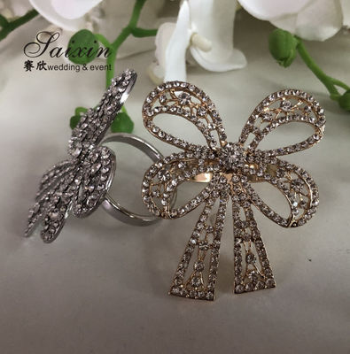 Bowknot Shape Rhinestone Braided Napkin Rings Set