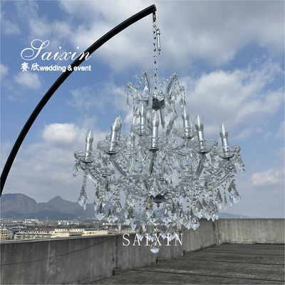 Hot sale 3 meter tall metal stand with 18 heads shiny crystal chandeliers