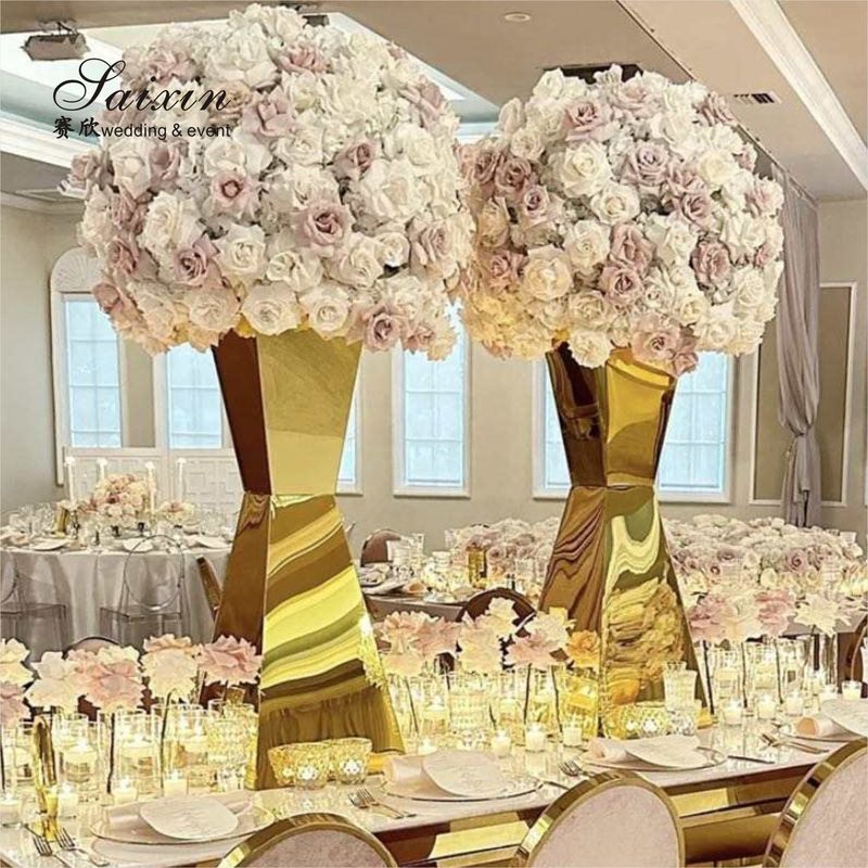 Diy Wedding Flower Stand Decor Gold Stainless Steel Flower Pot Stand Rack