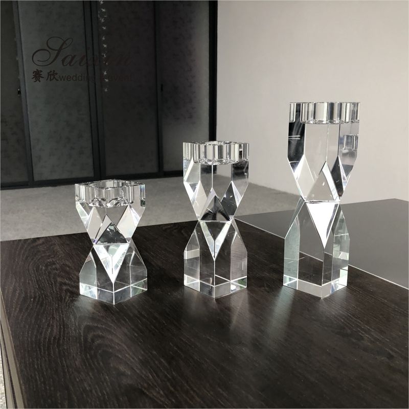 Brilliant Cut Wedding Votive Candle Holders Tealight Crystal Candelabra Wedding Centerpieces