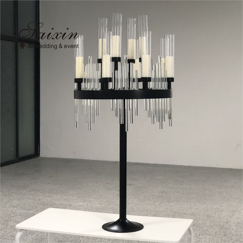 Heavy Black Metal And Crystal Candelabras For Sale  Large Standing 160cm