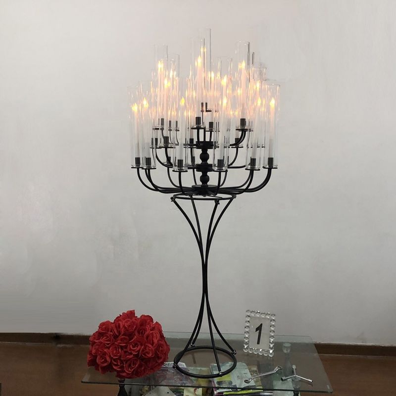 25 Arm Black Metal Candelabra Candle Holder Wedding Decoration 150CM