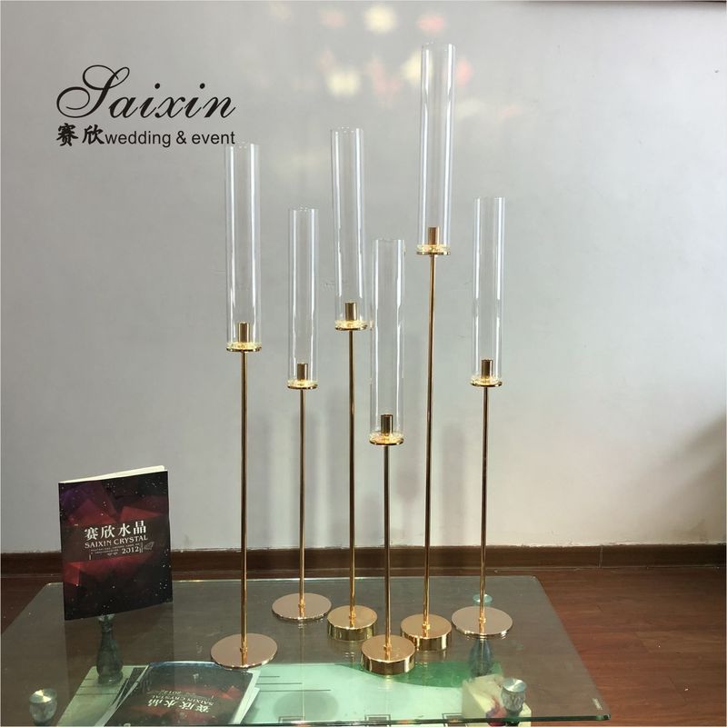 ZT-418G  wedding decoration accessories single gold brass candlestick holder