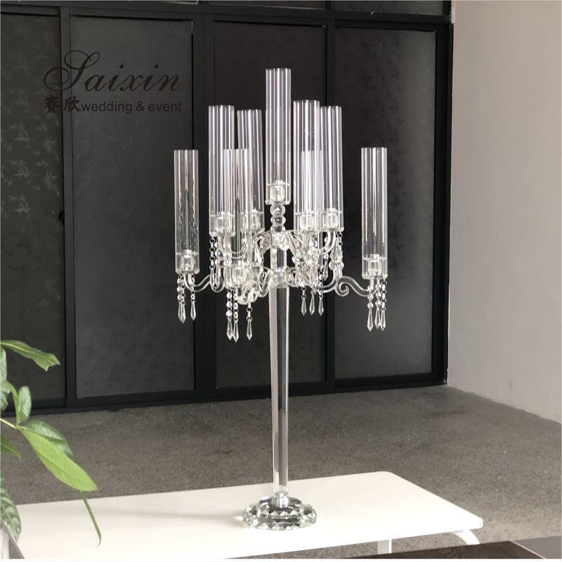 ZT-105  Luxury wedding centerpiece 9 arms  crystal candelabras