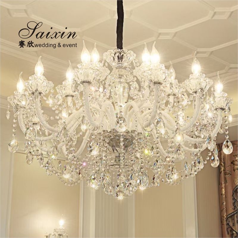 White Crystal Chandelier Lights Crystal Ceiling Lamp Decoration 100CM