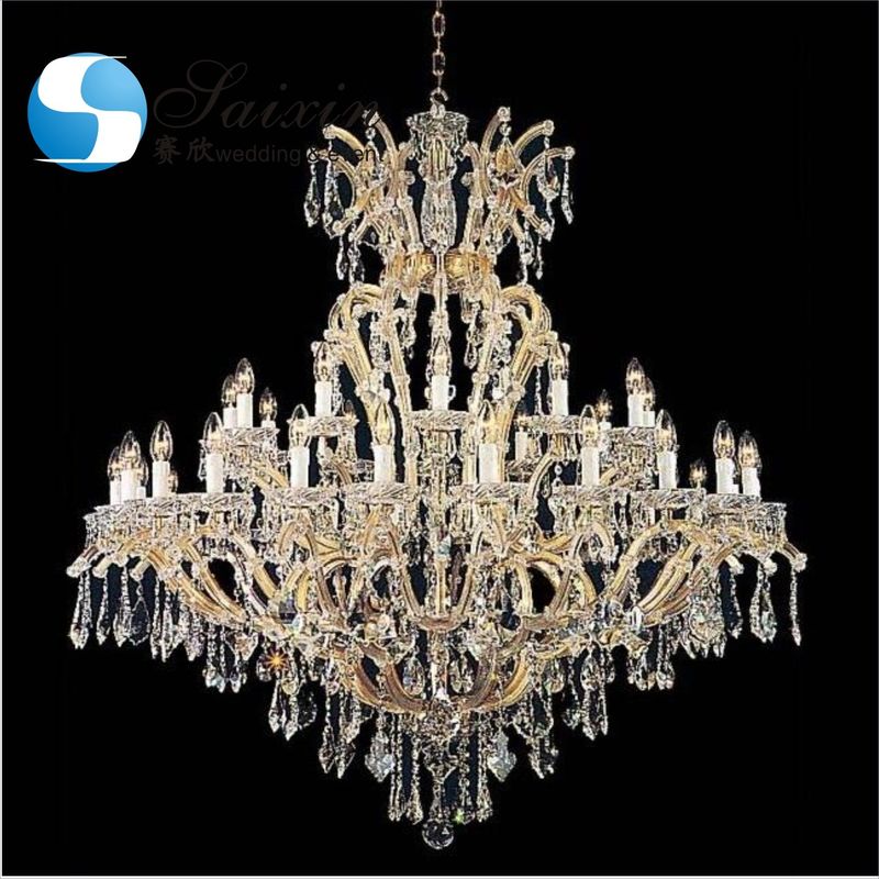 Antique Gold Crystal Chandelier Lights Ceiling Luxury K9 Wedding Ceiling Decoration