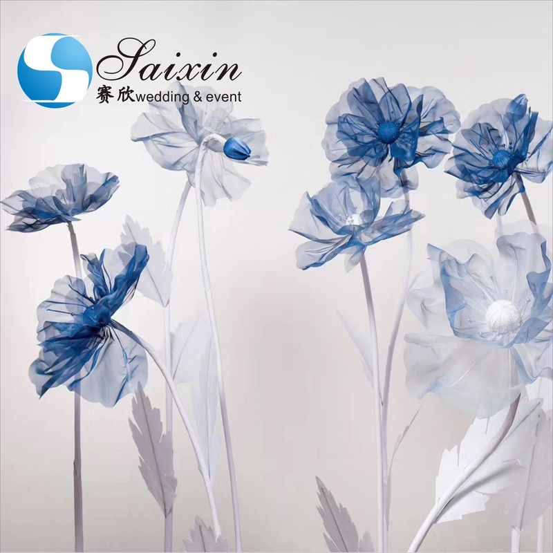 Beautiful set 3 pcs different  long stem silk passion flowers for wedding event floor decoration