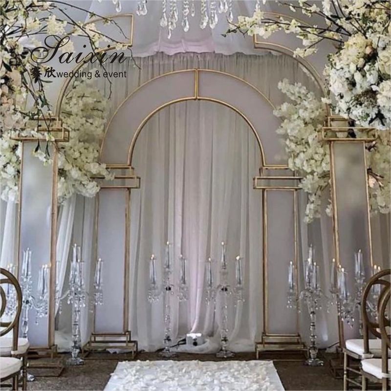 Event Decoration Curtain Backdrop Engagement White Membrane Gold Arch Door Frame 200cm
