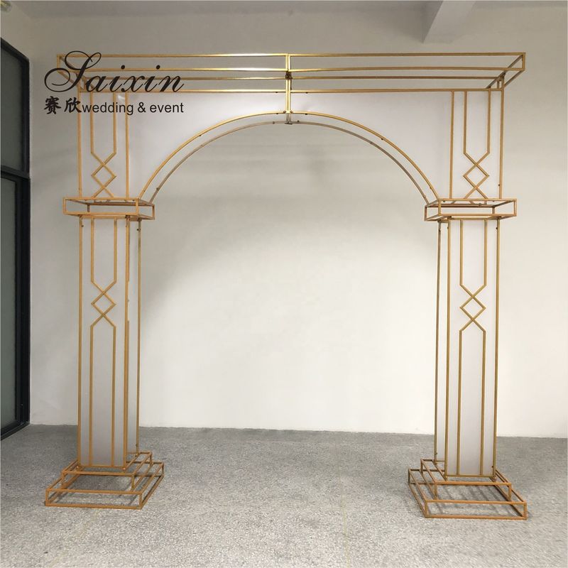 Factory  luxury gold frame with white membrane arch for wedding furniture backdrop decoration