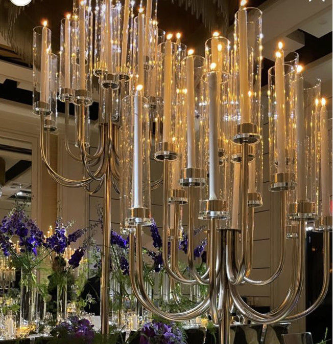 Factory Custom 20 Arms Gold Metal Candelabra For Event Decor